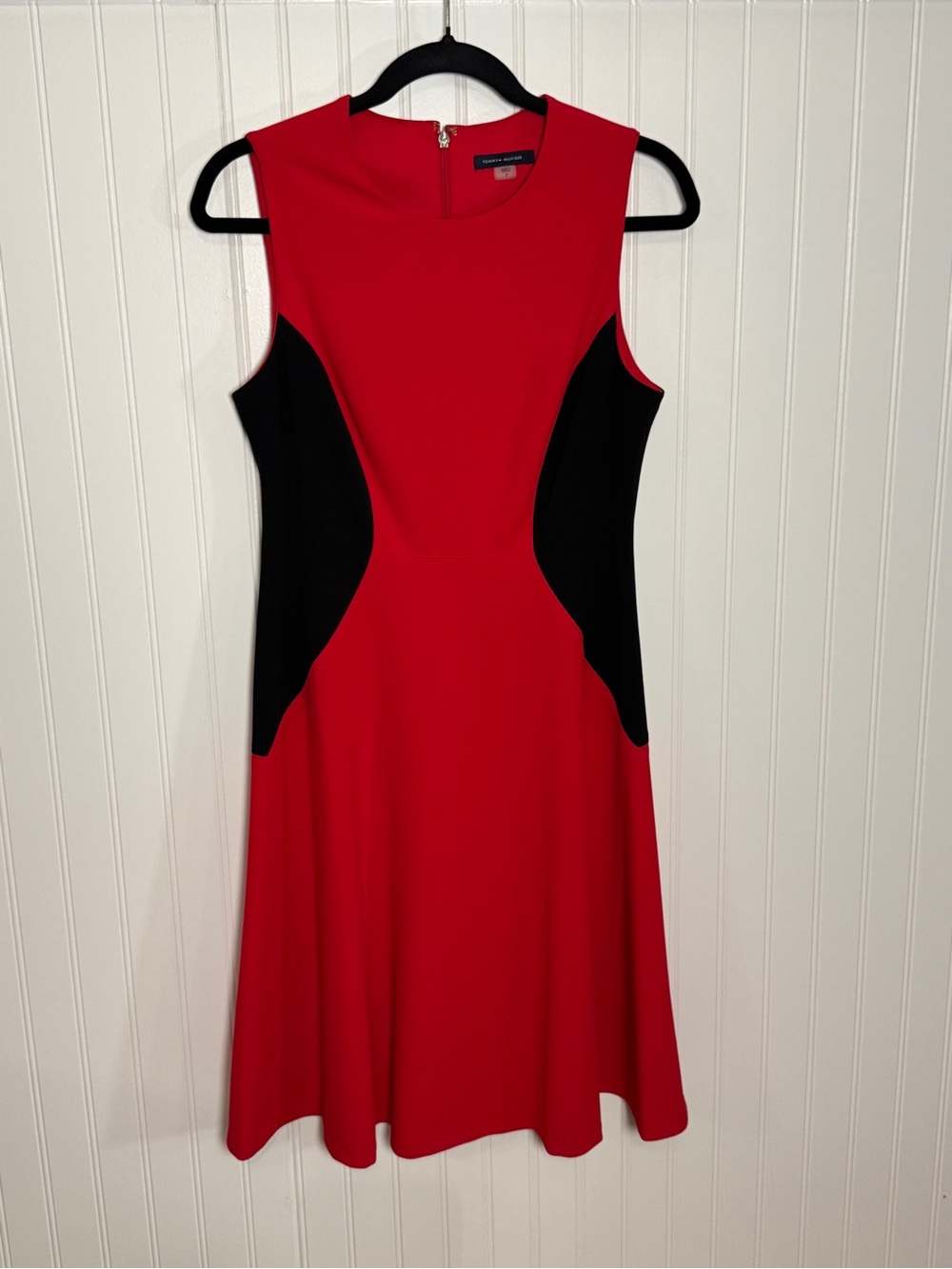 Tommy Hilfiger Red and Black Sleeveless A-Line Dress